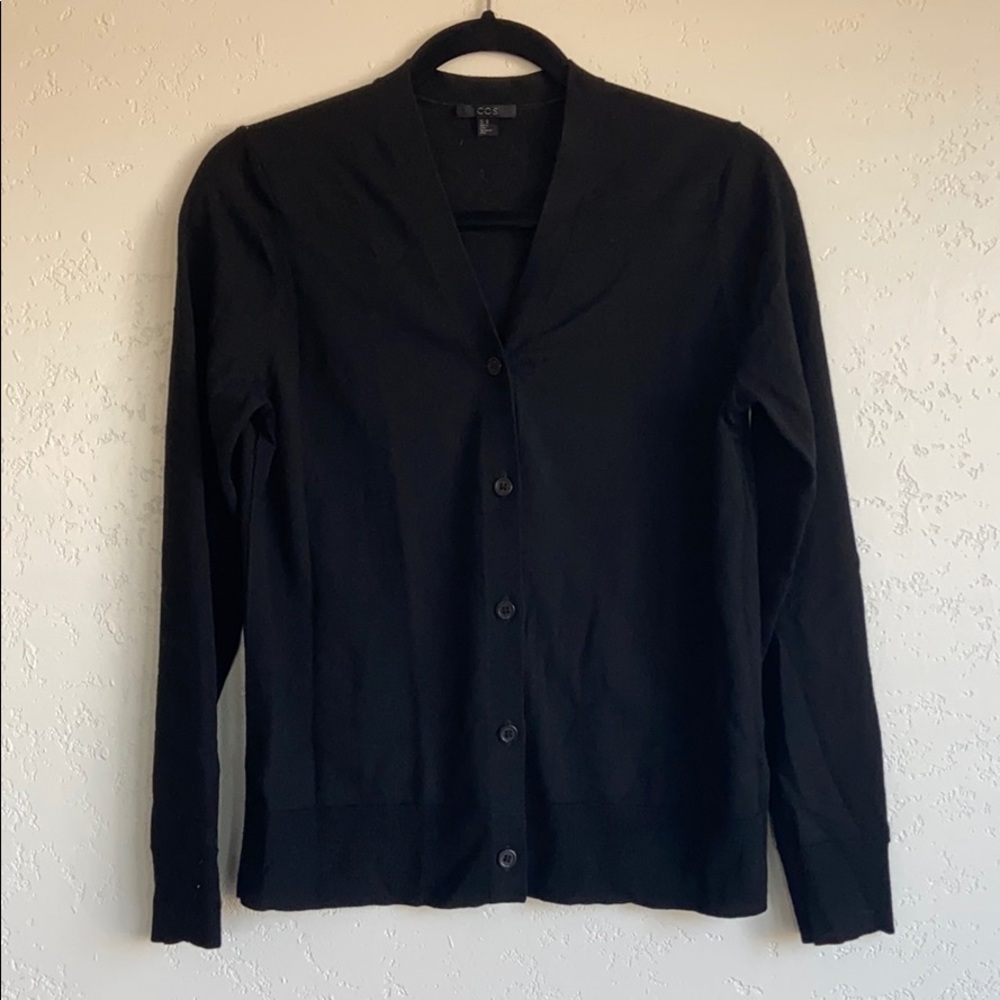 Cos Wool Button Up Black Long Sleeve Cardigan - image 1
